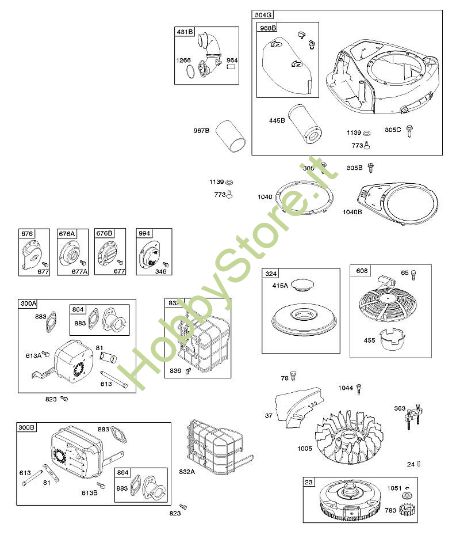 A - FILTRO ARIA, SCATOLA FILTRO ARIA, IMPIANTO GAS DI SCARICO, VOLANO B&S - 31 €¦ 31R777-0007-B1 brand Stihl